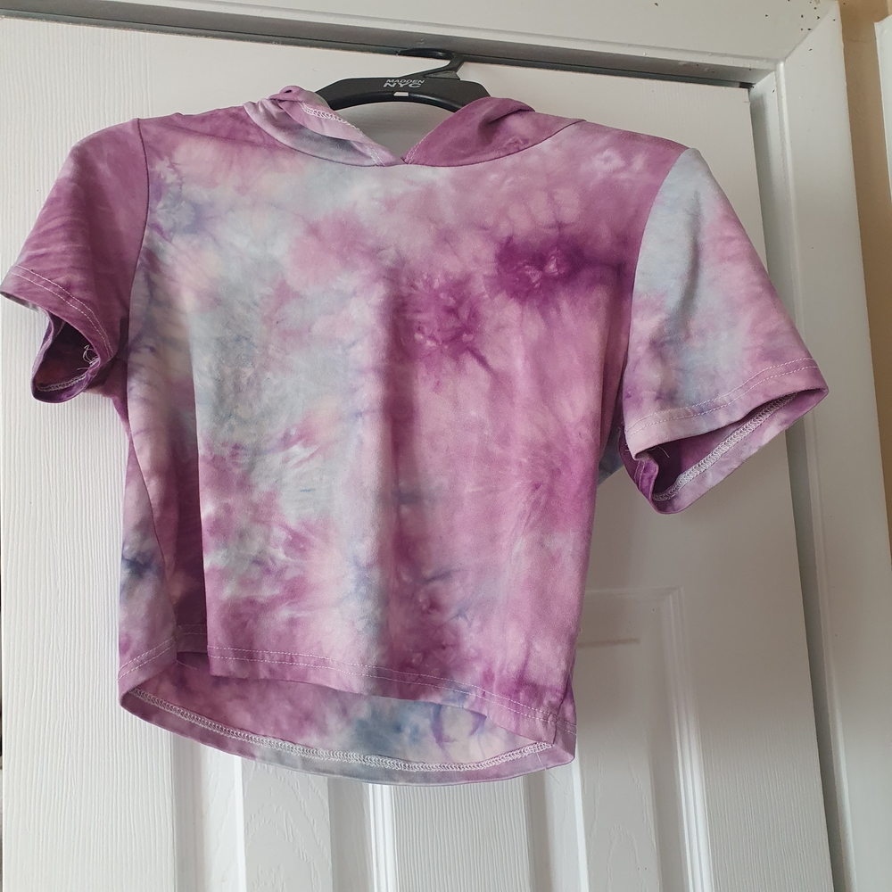 Tie-Dye Women's Hoodie Cropped T-Shirt